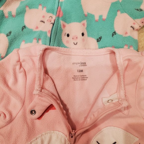 Lot of 7 Girl's Footed Sleepers 12 months - Picture 3 of 3